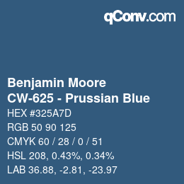 Farbcode: Benjamin Moore - CW-625 - Prussian Blue | qconv.com