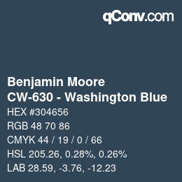 Code couleur: Benjamin Moore - CW-630 - Washington Blue | qconv.com