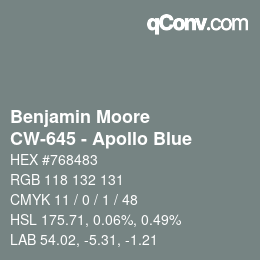 Color code: Benjamin Moore - CW-645 - Apollo Blue | qconv.com