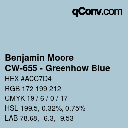 Código de color: Benjamin Moore - CW-655 - Greenhow Blue | qconv.com