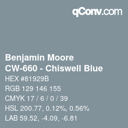 Color code: Benjamin Moore - CW-660 - Chiswell Blue | qconv.com