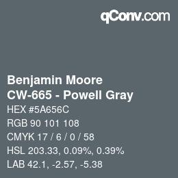 Color code: Benjamin Moore - CW-665 - Powell Gray | qconv.com