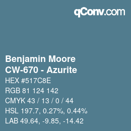 Color code: Benjamin Moore - CW-670 - Azurite | qconv.com