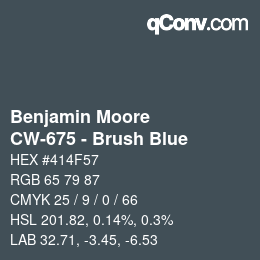 Código de color: Benjamin Moore - CW-675 - Brush Blue | qconv.com