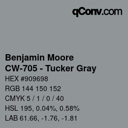 Code couleur: Benjamin Moore - CW-705 - Tucker Gray | qconv.com