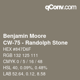 Color code: Benjamin Moore - CW-75 - Randolph Stone | qconv.com