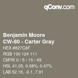 カラーコード: Benjamin Moore - CW-80 - Carter Gray | qconv.com