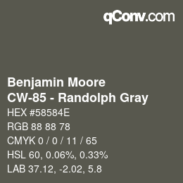 Color code: Benjamin Moore - CW-85 - Randolph Gray | qconv.com