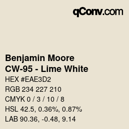 Farbcode: Benjamin Moore - CW-95 - Lime White | qconv.com