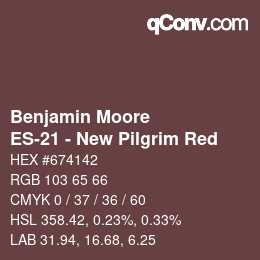 Código de color: Benjamin Moore - ES-21 - New Pilgrim Red | qconv.com