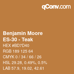 Color code: Benjamin Moore - ES-30 - Teak | qconv.com