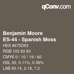 Color code: Benjamin Moore - ES-44 - Spanish Moss | qconv.com