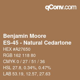 Color code: Benjamin Moore - ES-45 - Natural Cedartone | qconv.com