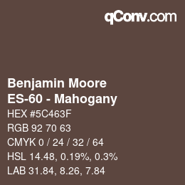 Código de color: Benjamin Moore - ES-60 - Mahogany | qconv.com