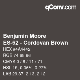 Code couleur: Benjamin Moore - ES-62 - Cordovan Brown | qconv.com