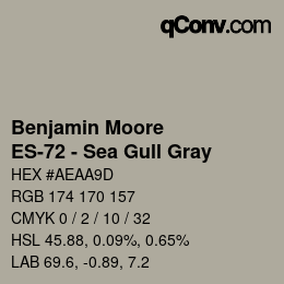 Código de color: Benjamin Moore - ES-72 - Sea Gull Gray | qconv.com