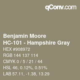 Code couleur: Benjamin Moore - HC-101 - Hampshire Gray | qconv.com