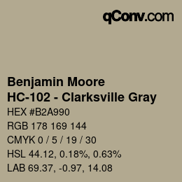 Color code: Benjamin Moore - HC-102 - Clarksville Gray | qconv.com