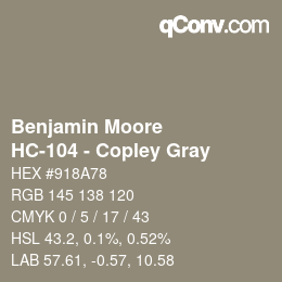 Code couleur: Benjamin Moore - HC-104 - Copley Gray | qconv.com