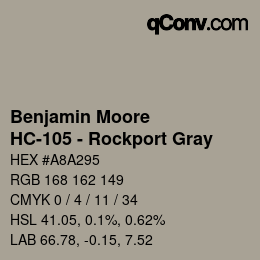 Código de color: Benjamin Moore - HC-105 - Rockport Gray | qconv.com
