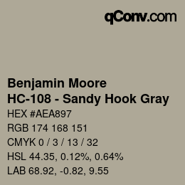 Código de color: Benjamin Moore - HC-108 - Sandy Hook Gray | qconv.com