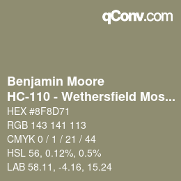 カラーコード: Benjamin Moore - HC-110 - Wethersfield Moss | qconv.com