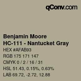 Color code: Benjamin Moore - HC-111 - Nantucket Gray | qconv.com