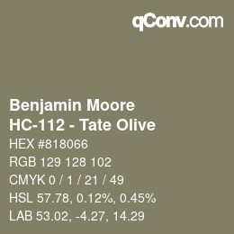 Farbcode: Benjamin Moore - HC-112 - Tate Olive | qconv.com