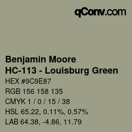 Color code: Benjamin Moore - HC-113 - Louisburg Green | qconv.com