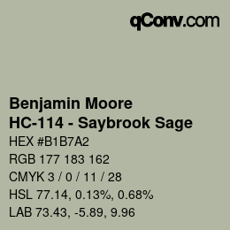 Color code: Benjamin Moore - HC-114 - Saybrook Sage | qconv.com