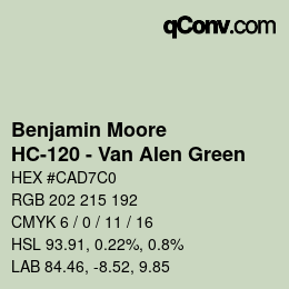 Código de color: Benjamin Moore - HC-120 - Van Alen Green | qconv.com