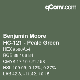 Color code: Benjamin Moore - HC-121 - Peale Green | qconv.com