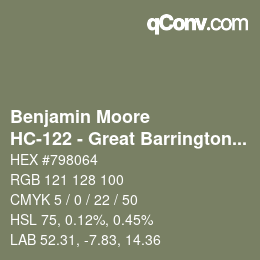 カラーコード: Benjamin Moore - HC-122 - Great Barrington Green | qconv.com