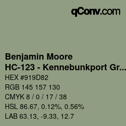 Color code: Benjamin Moore - HC-123 - Kennebunkport Green | qconv.com