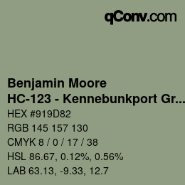 Code couleur: Benjamin Moore - HC-123 - Kennebunkport Green | qconv.com