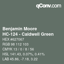 Color code: Benjamin Moore - HC-124 - Caldwell Green | qconv.com