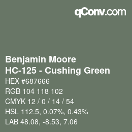 Código de color: Benjamin Moore - HC-125 - Cushing Green | qconv.com