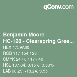 Code couleur: Benjamin Moore - HC-128 - Clearspring Green | qconv.com