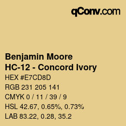 Code couleur: Benjamin Moore - HC-12 - Concord Ivory | qconv.com