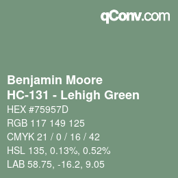 Color code: Benjamin Moore - HC-131 - Lehigh Green | qconv.com