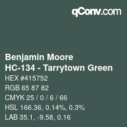 Color code: Benjamin Moore - HC-134 - Tarrytown Green | qconv.com