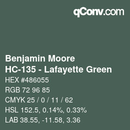 Color code: Benjamin Moore - HC-135 - Lafayette Green | qconv.com
