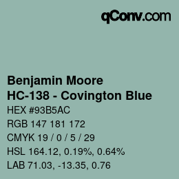 Código de color: Benjamin Moore - HC-138 - Covington Blue | qconv.com