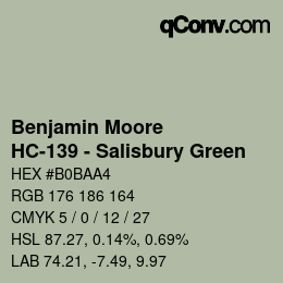 Código de color: Benjamin Moore - HC-139 - Salisbury Green | qconv.com
