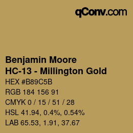 Color code: Benjamin Moore - HC-13 - Millington Gold | qconv.com