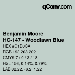 カラーコード: Benjamin Moore - HC-147 - Woodlawn Blue | qconv.com