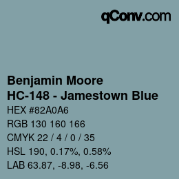 Code couleur: Benjamin Moore - HC-148 - Jamestown Blue | qconv.com