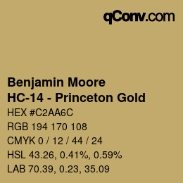 Code couleur: Benjamin Moore - HC-14 - Princeton Gold | qconv.com