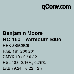 Code couleur: Benjamin Moore - HC-150 - Yarmouth Blue | qconv.com