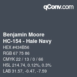 颜色代码: Benjamin Moore - HC-154 - Hale Navy | qconv.com